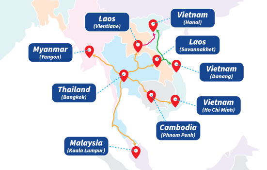 Cross border transportation route map