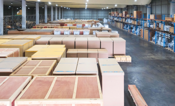 Wooden crates in SG Sagawa warehouse